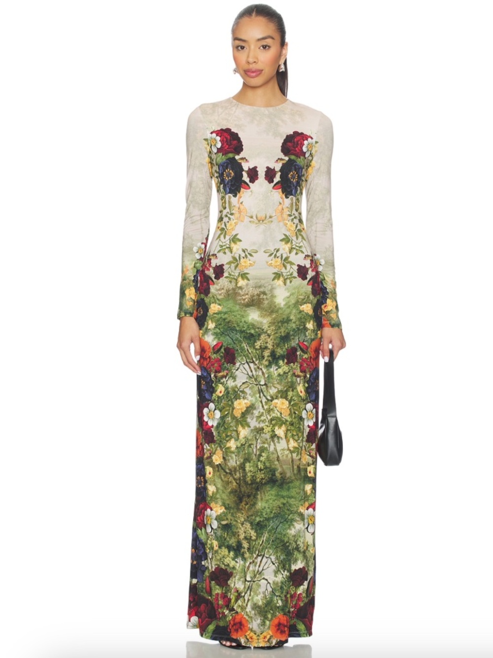 Alice + Olivia DELORA Forbidden Forest Floral Long Sleeve Maxi Dress  - Size 2